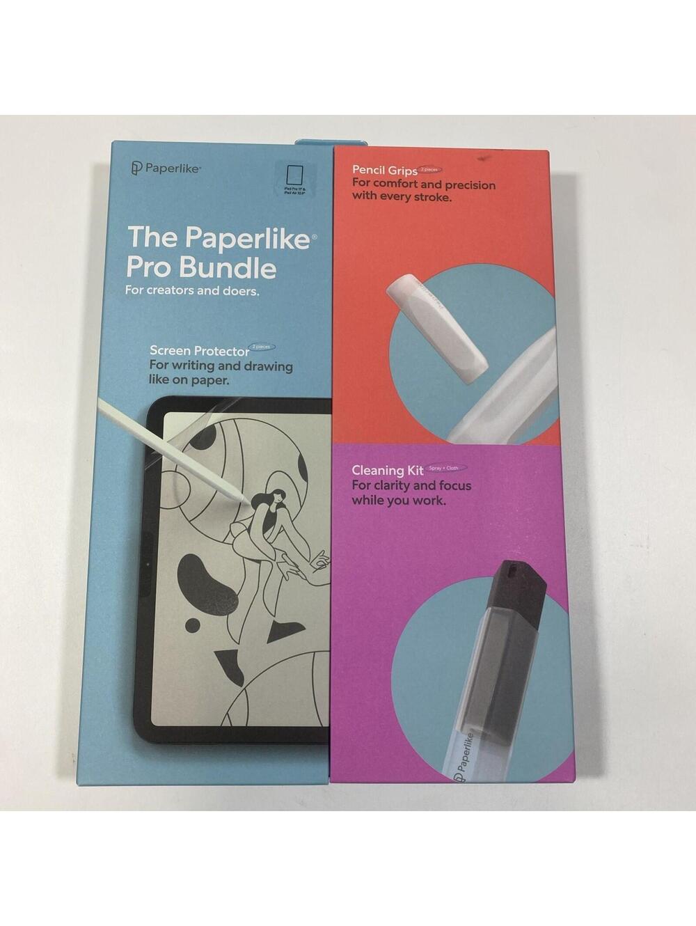 Paperlike Pro Bundle iPad Screen Protector Pencil Grips Cleaning Kit NEW